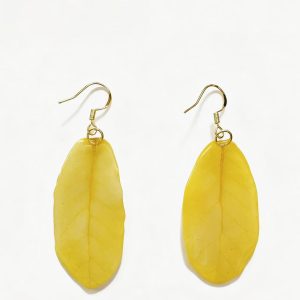 Original handmade yellow leaf earrings