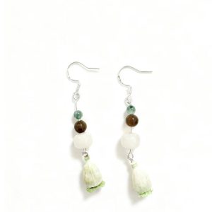 Handmade Earrings — Green Poppy · Crescent Bodhi · Green Sandalwood · Natural Stone