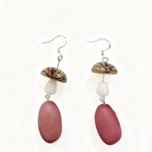 Handmade Earrings — Red Bean · White Bodhi · Half-Moon Bodhi