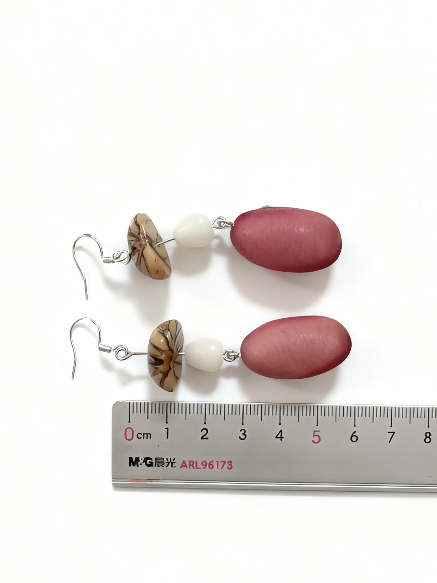 Handmade Earrings — Red Bean · White Bodhi · Half-Moon Bodhi - Image 2